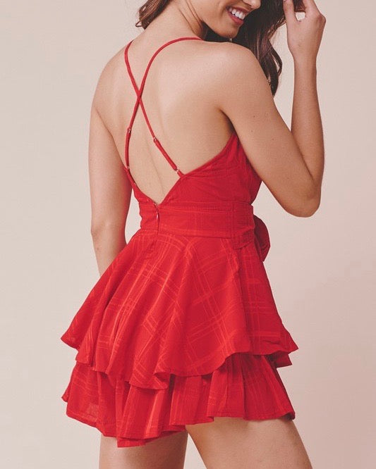 Keep it a Secret Checkered Tiered Ruffle Romper in More Colors