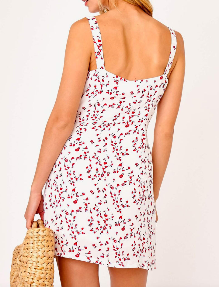 Final Sale - Olivaceous - Cherry Tank Dress in White