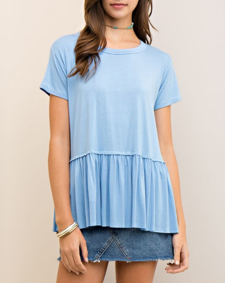 On The Road Peplum Tee in Light Denim