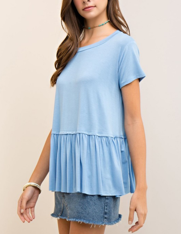 On The Road Peplum Tee in Light Denim