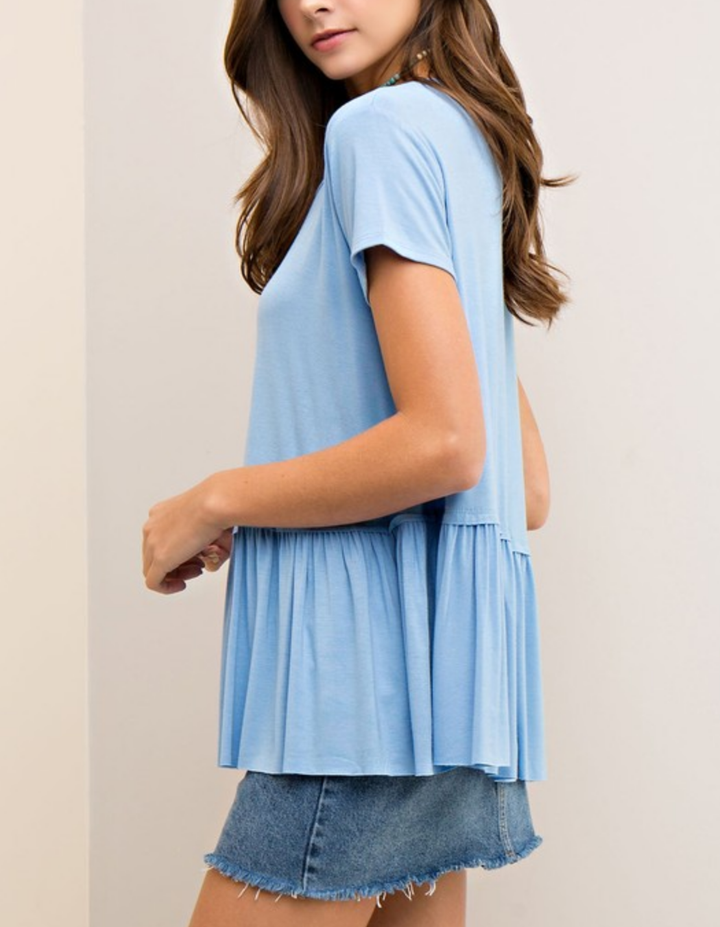 On The Road Peplum Tee in Light Denim