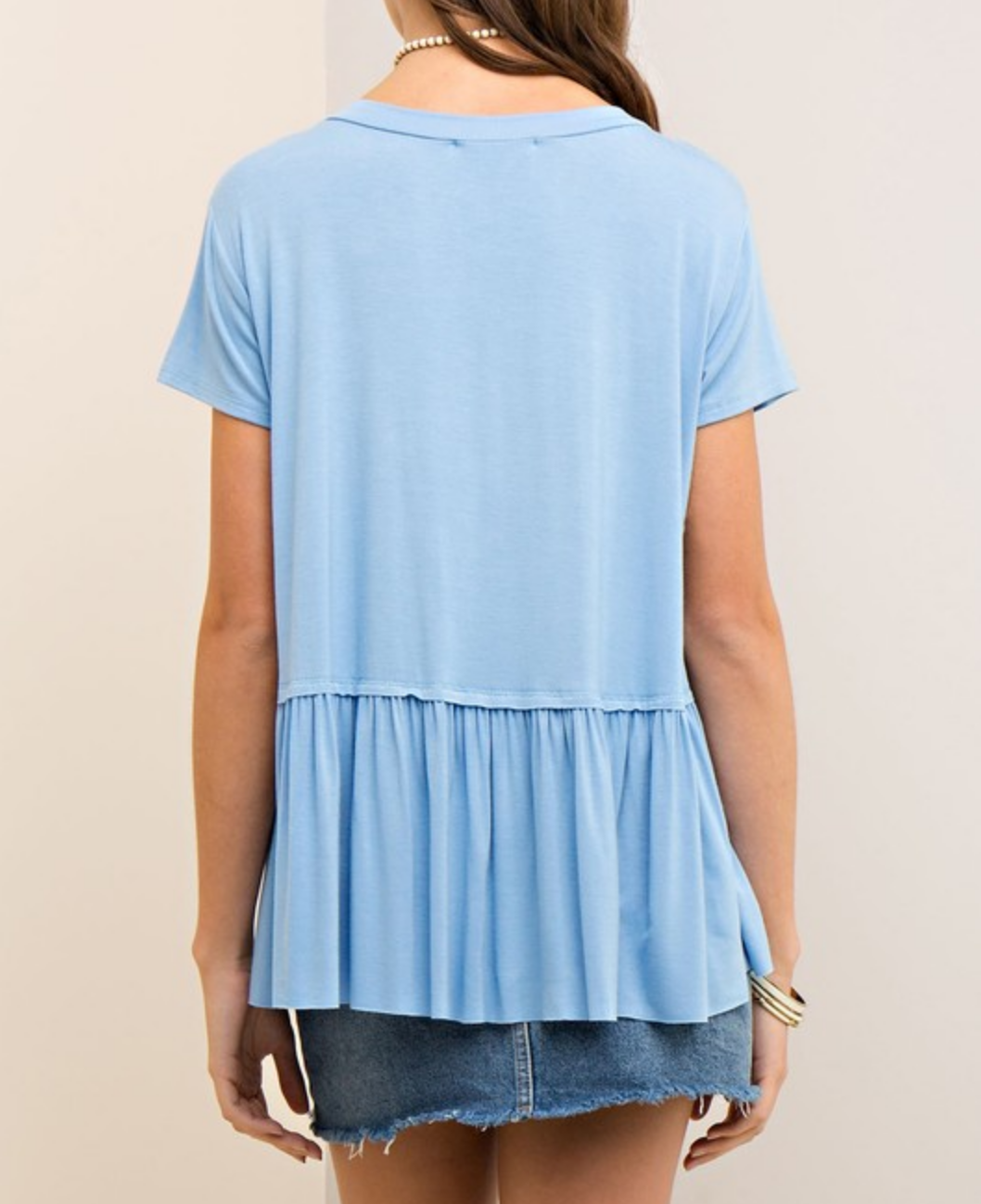 On The Road Peplum Tee in Light Denim