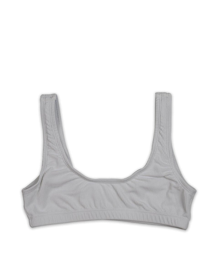 Kylie Ribbed Sporty Bikini Top in White