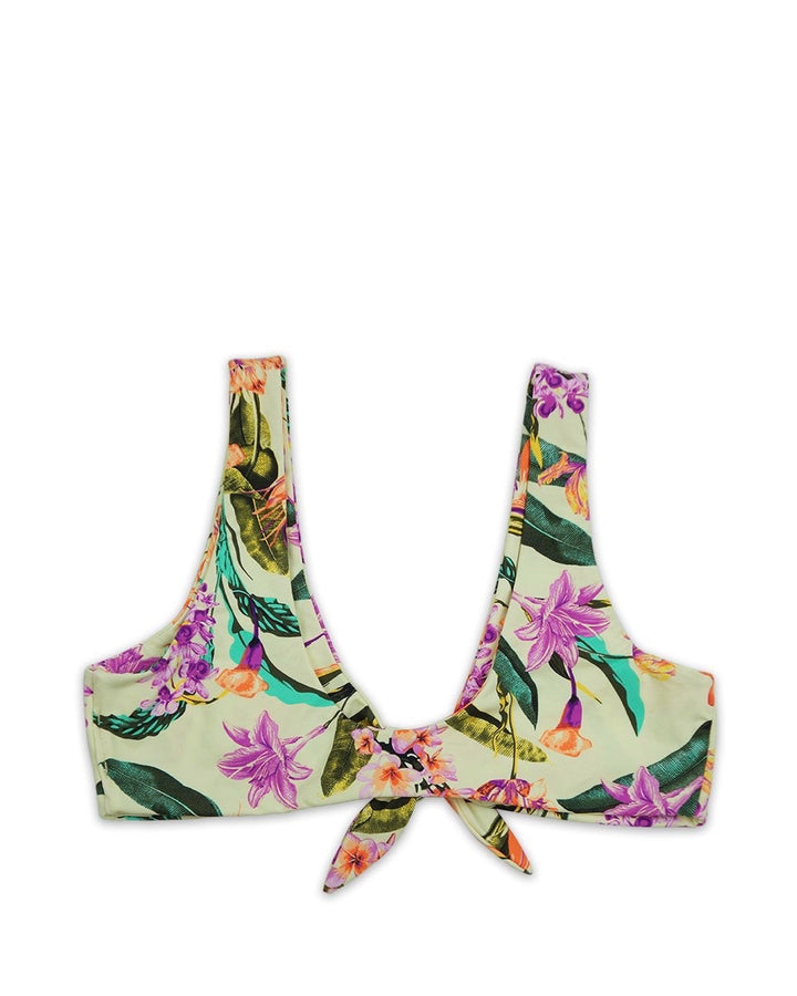 Kylie Front Tie Knot Seamless Bikini Top - Birds of Paradise