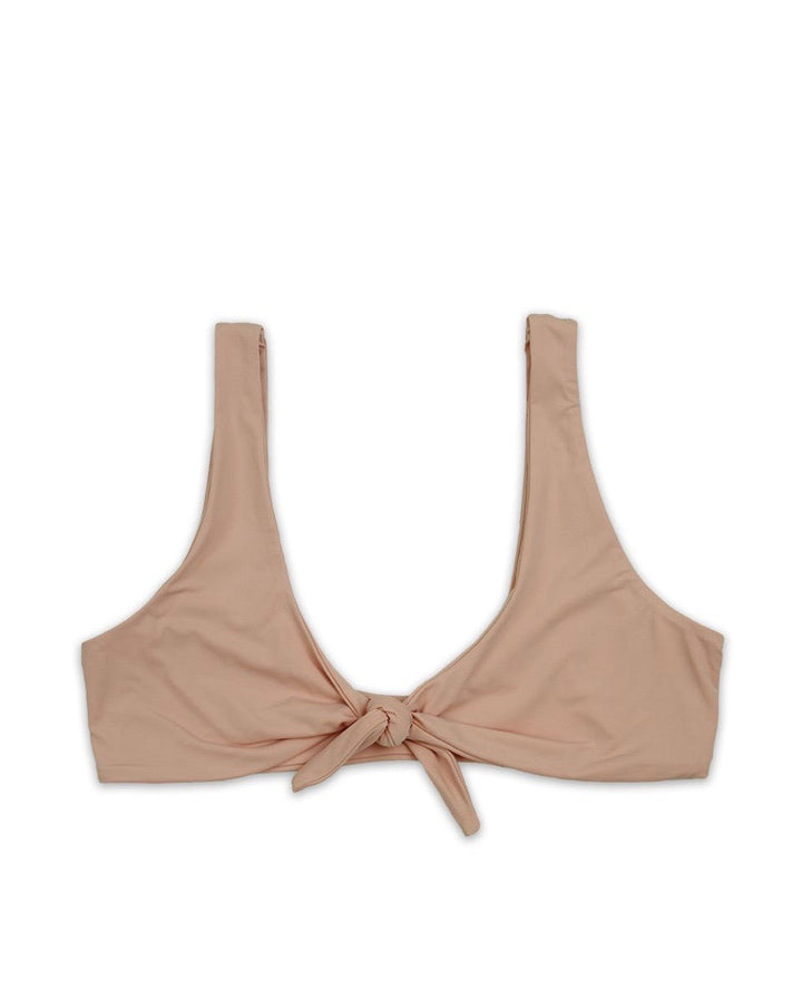 Kylie Front Tie Knot Seamless Bikini Top in Cameo Pink