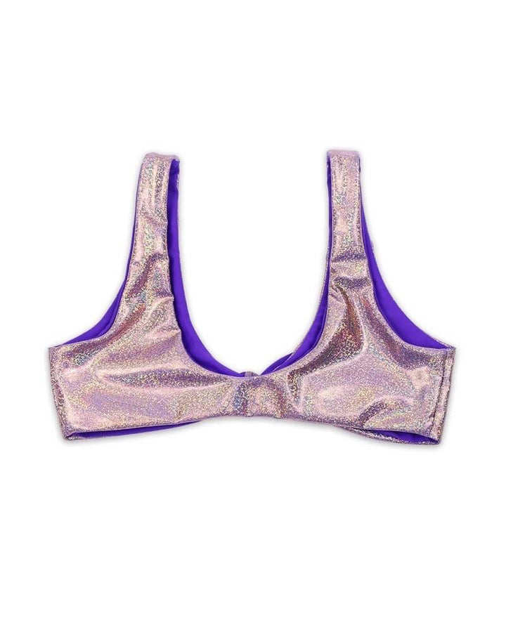 Emma Seamless Tie Front Bikini Top in Metallic Cluster