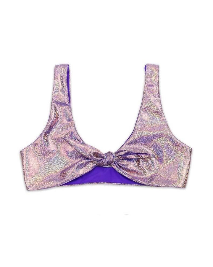 Emma Seamless Tie Front Bikini Top in Metallic Cluster