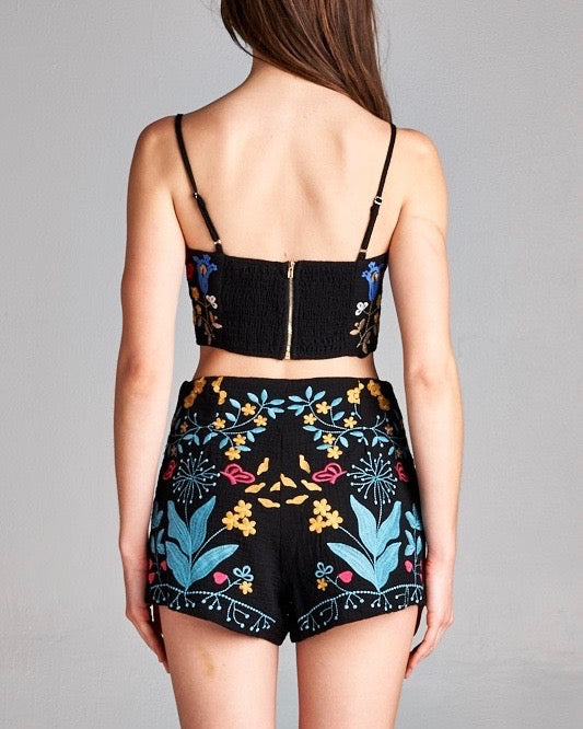 Vanessa Floral Embroidered Crop Top