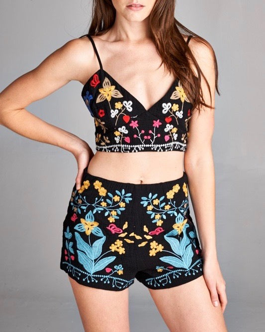 Vanessa Floral Embroidered Crop Top