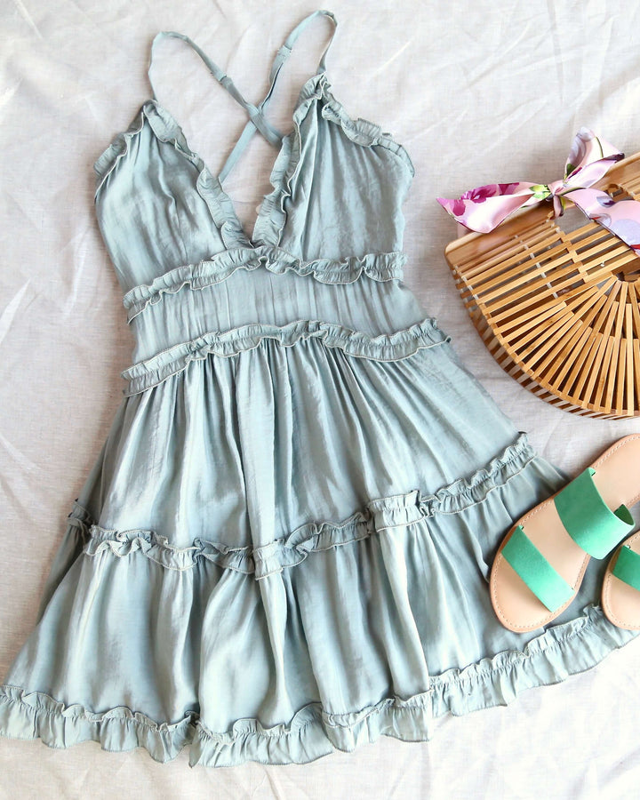 Attention Grabber Ruffled Trim Mini Dress in Olive