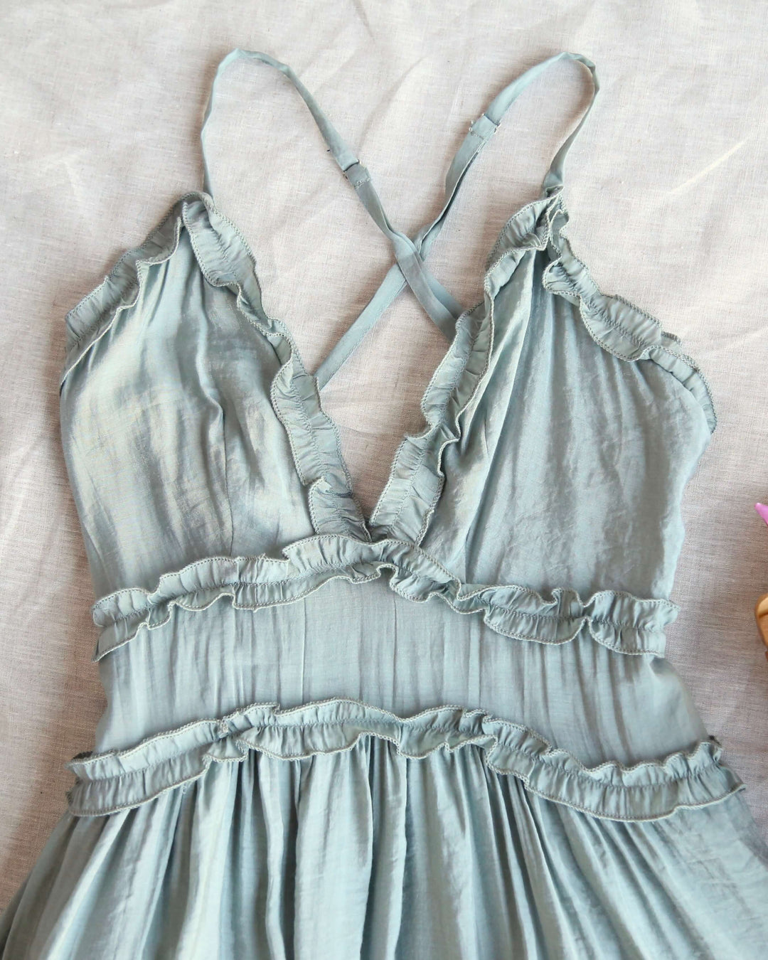 Attention Grabber Ruffled Trim Mini Dress in Olive