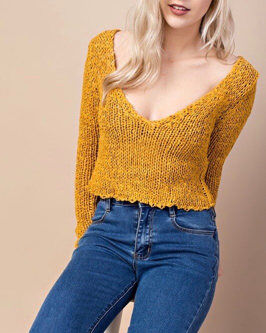 Honey Punch - Sweet Like Honey Cropped Sweater in Mustard Honey