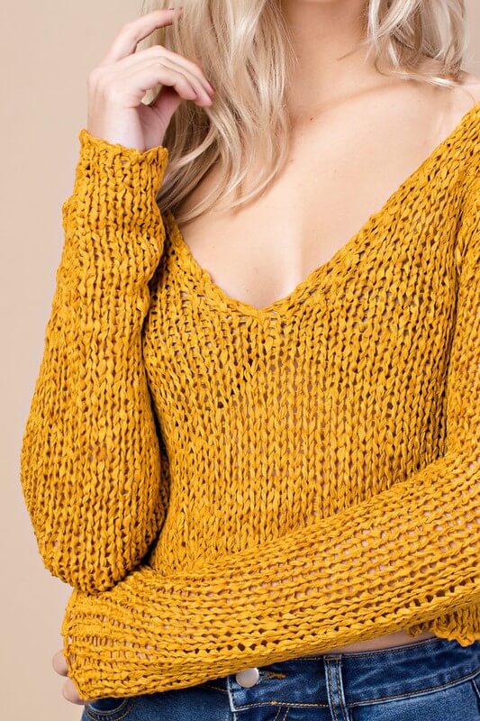 Honey Punch - Sweet Like Honey Cropped Sweater in Mustard Honey