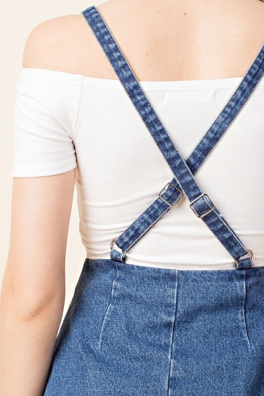 Final Sale - Honey Punch - O Ring Zip Up Denim Overall Dress - Denim