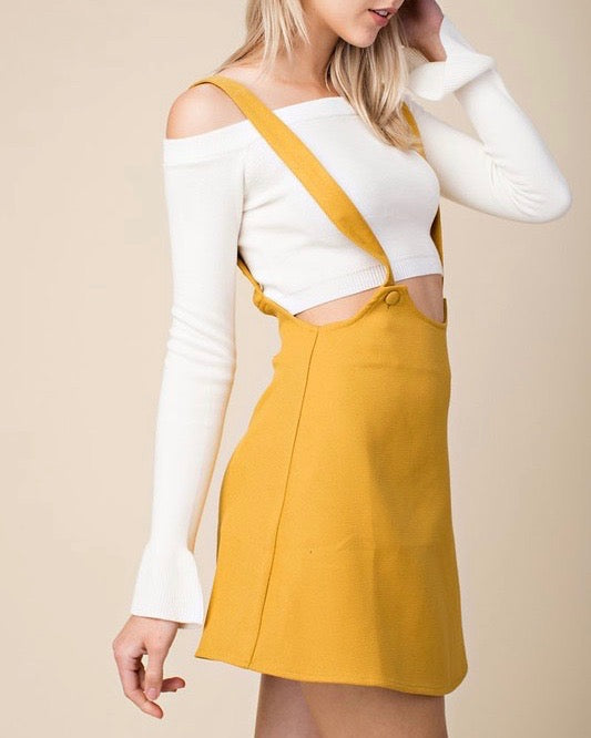 Honey Belle - Overall Skater Dress in Yellow