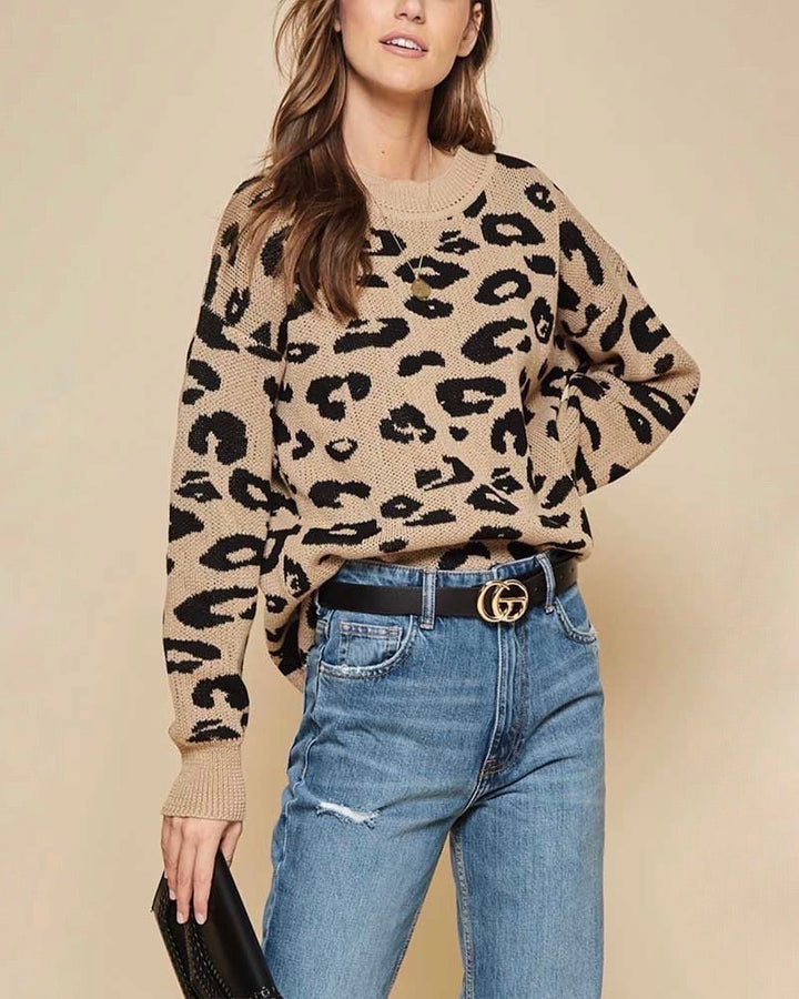 FINAL SALE - Animal Print Oversized Pullover Sweater