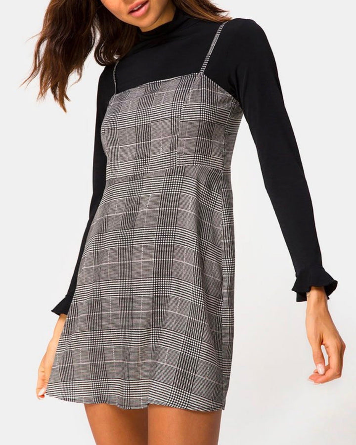 Motel Boyasly Mini Dress in Charles Check Grey