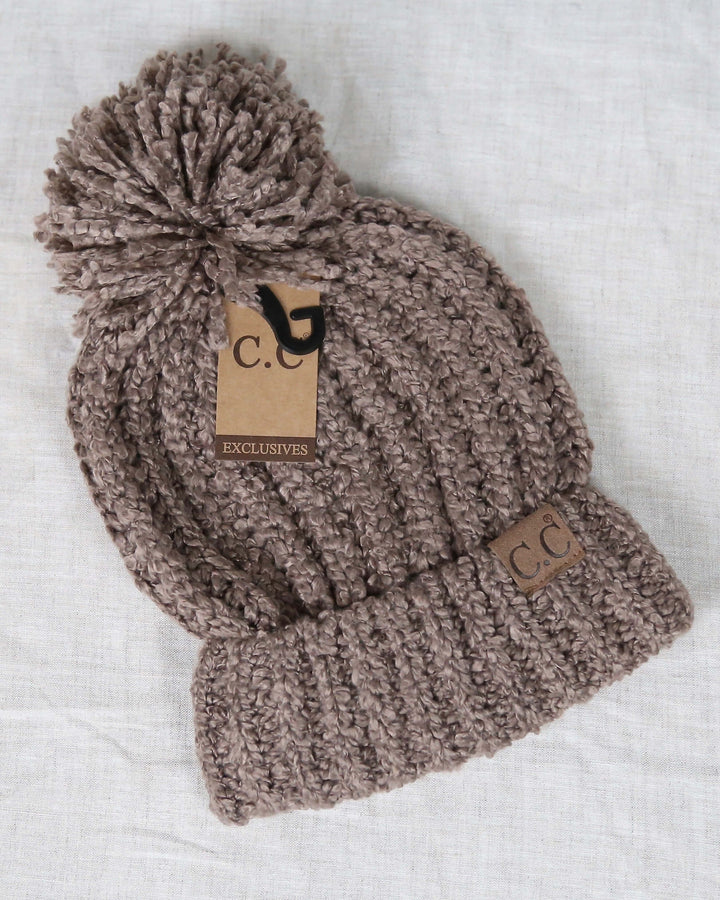 C.C. Beanies - Chenille Pom Soft Knit Winter Hat in More Colors