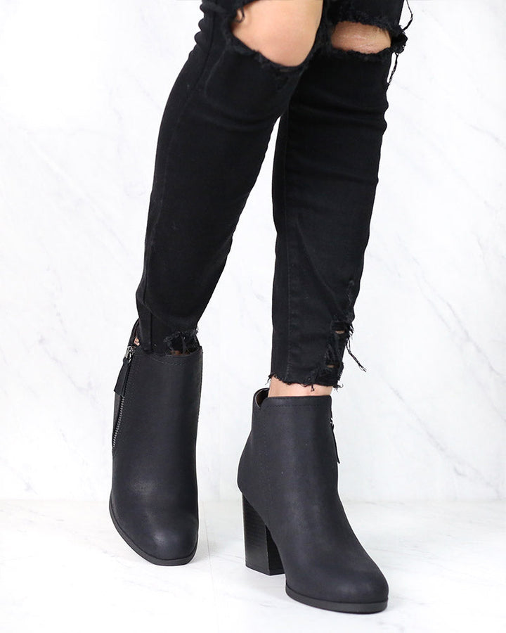 Casual Block Heel Ankle Bootie - more colors