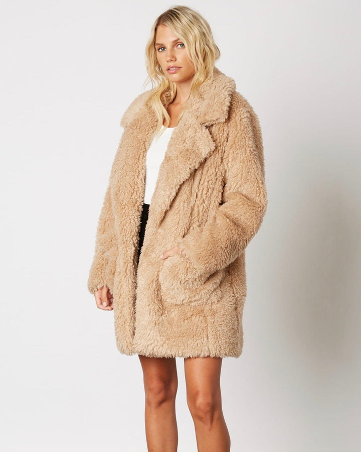 Cotton Candy LA - Open Collar Faux Fur Coat - More Colors
