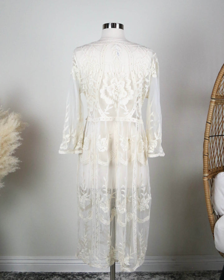 Crochet Cover-Up Midi Dress in Ivory