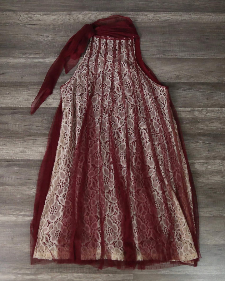 Final Sale - Ryu Lace Bound Dress - Merlot