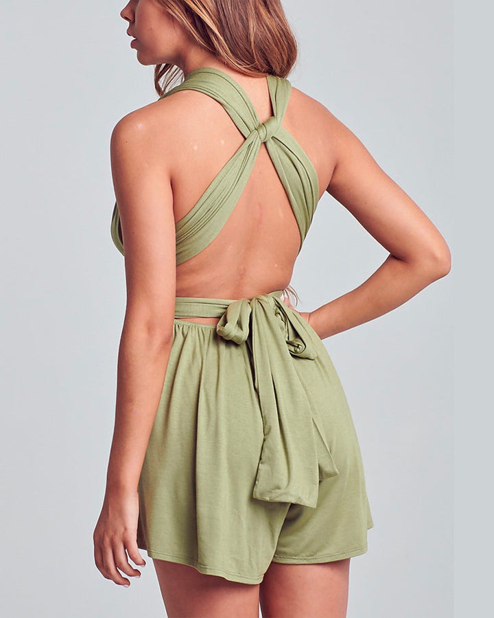Independent Woman Multi Wear Romper in Olive