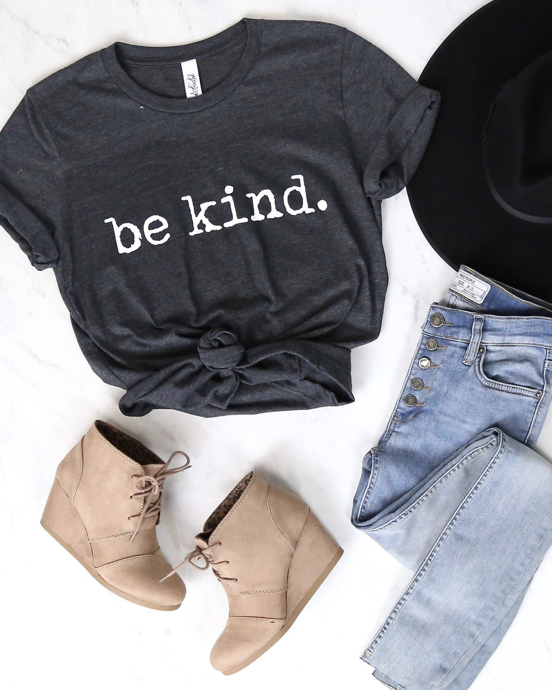 Distracted - Be Kind. Graphic Tee - Dark Charcoal Grey