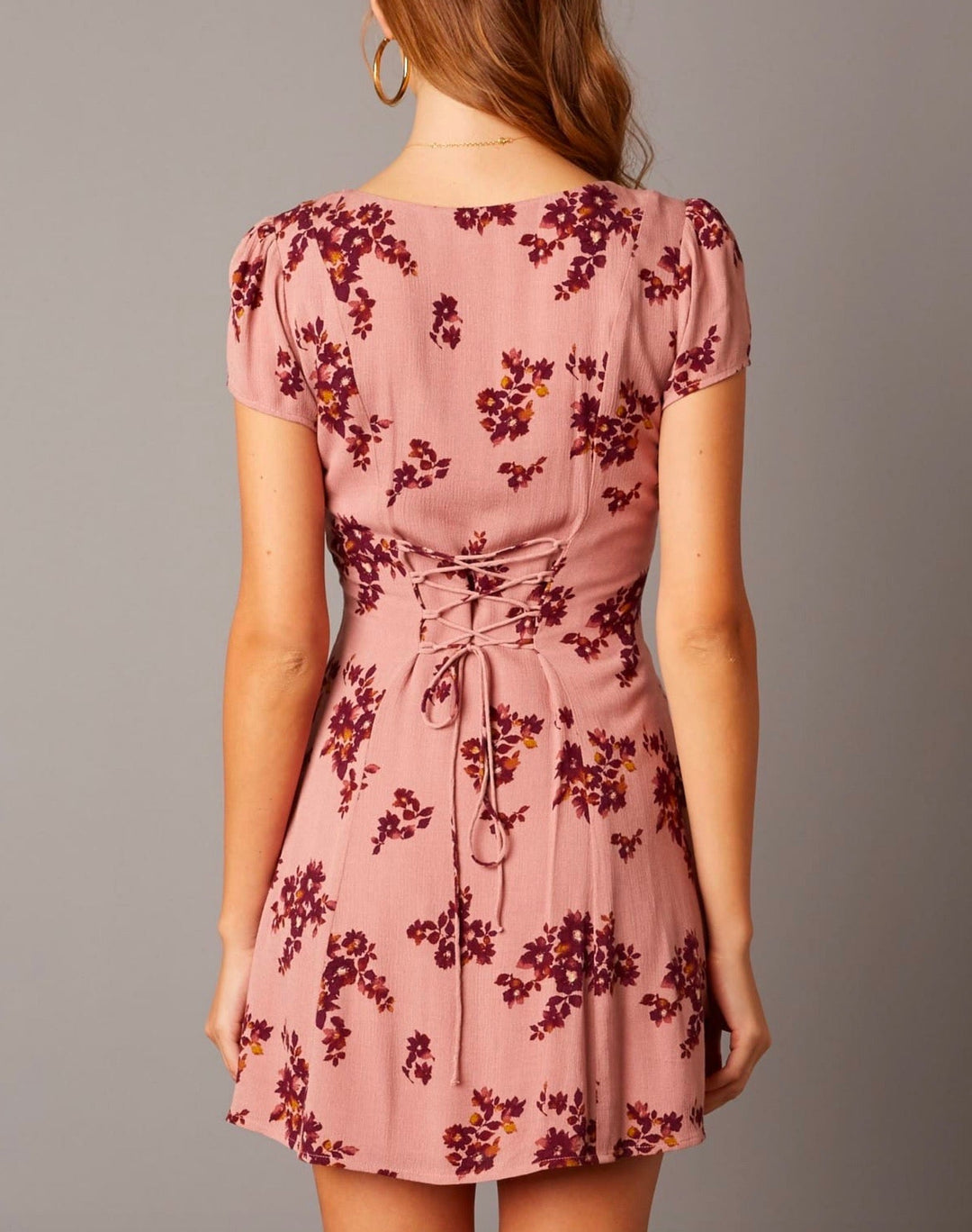 The Only One Floral Princess Seam Button Down Dress - Dusty Pink