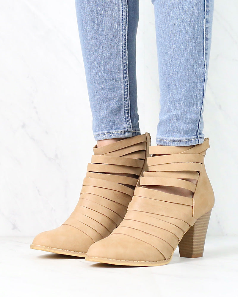 Eve Strappy Stacked Chunky Ankle Booties in More Colors