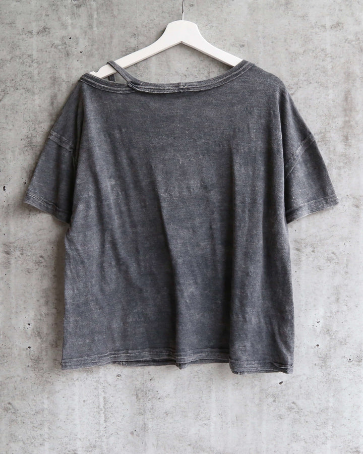 Free People - Alex Split Shoulder Tee - Charcoal
