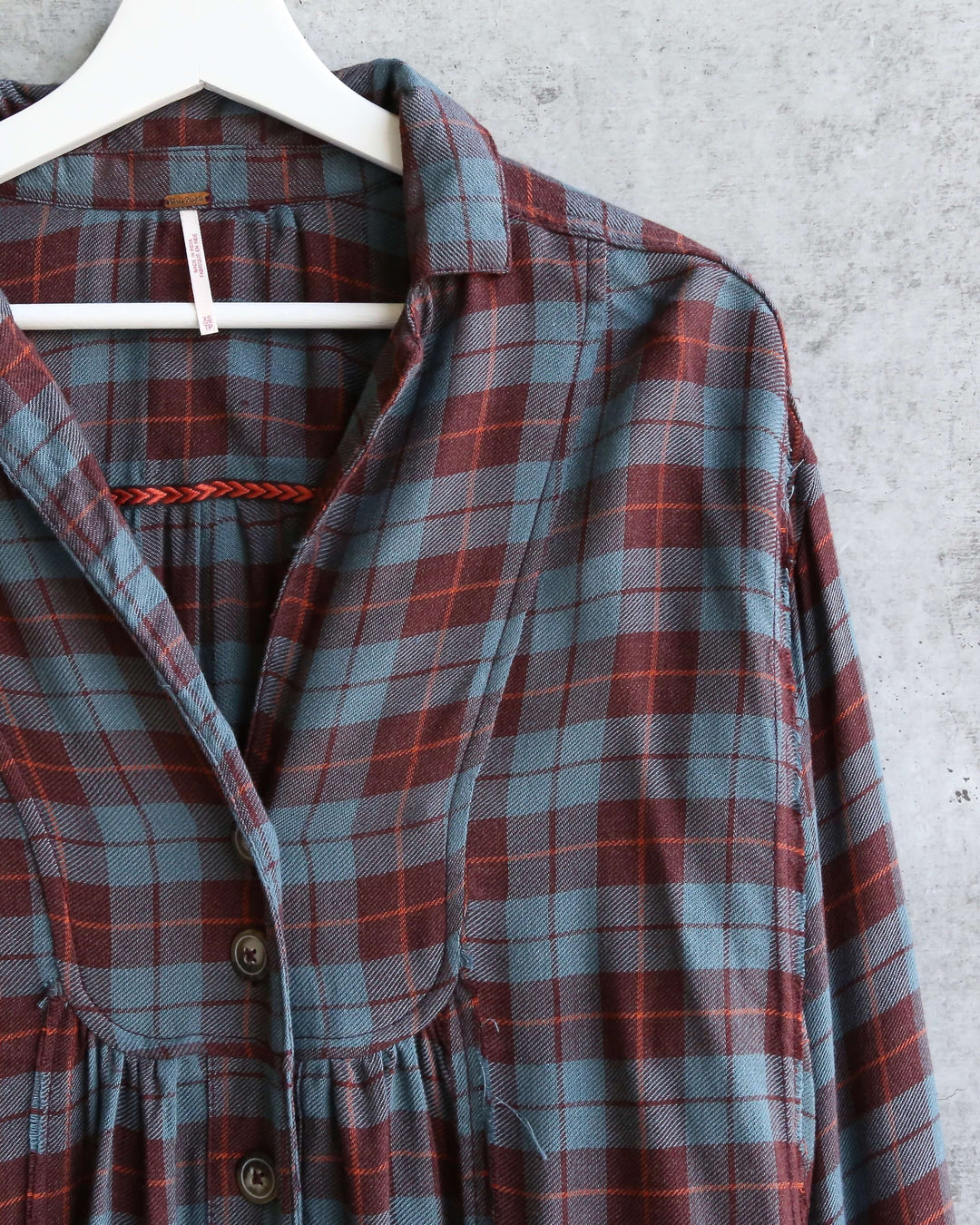 Free People - All About The Feels Plaid Button Down Top - Aubergine