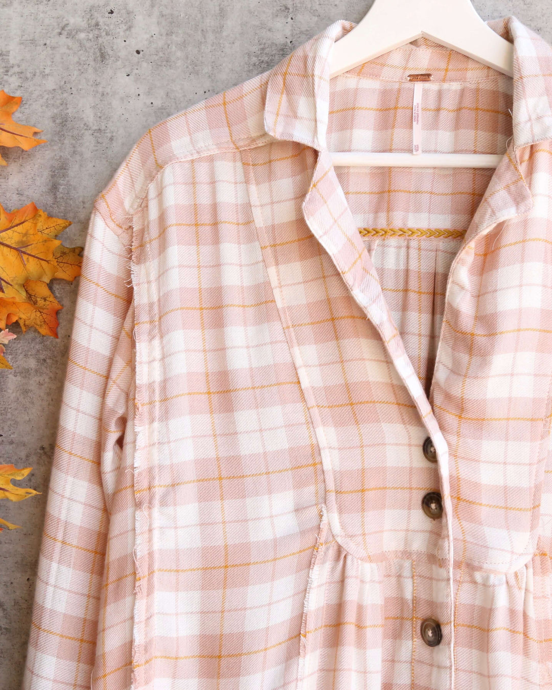 Free People - All about the feels plaid button down top - rose