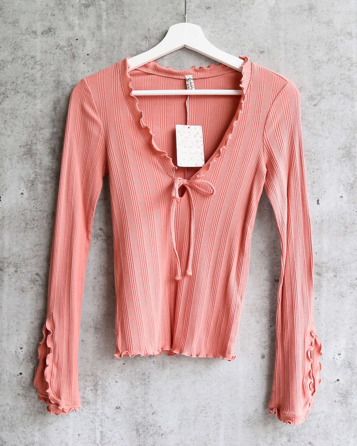 Free People - Fall for You Stretch-Jersey Long Sleeve Top - Pink Rose