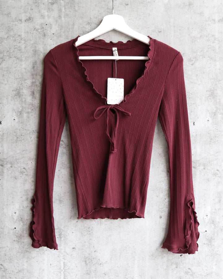 Free People - Fall for You stretch-jersey Long Sleeve top - Plum