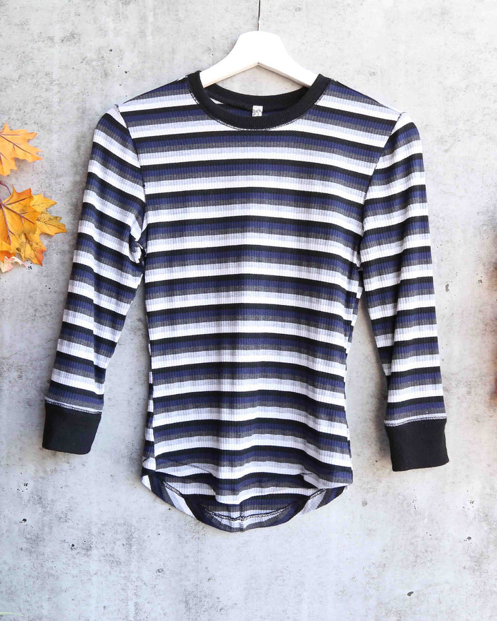 Free People - Good on You Stripe Long-Sleeve T-Shirt - Overcast/Grey