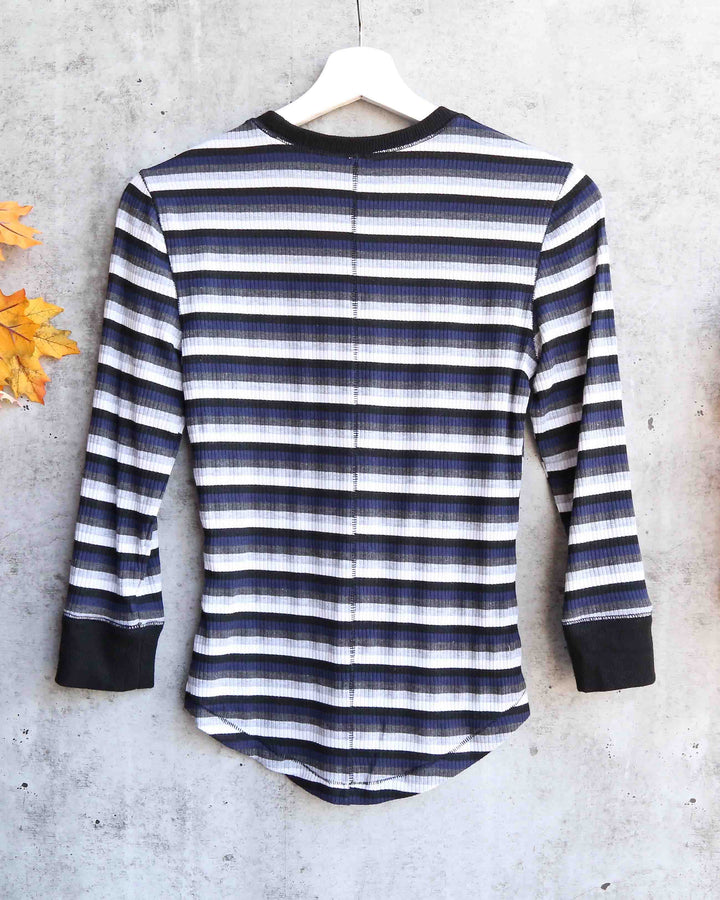 Free People - Good on You Stripe Long-Sleeve T-Shirt - Overcast/Grey