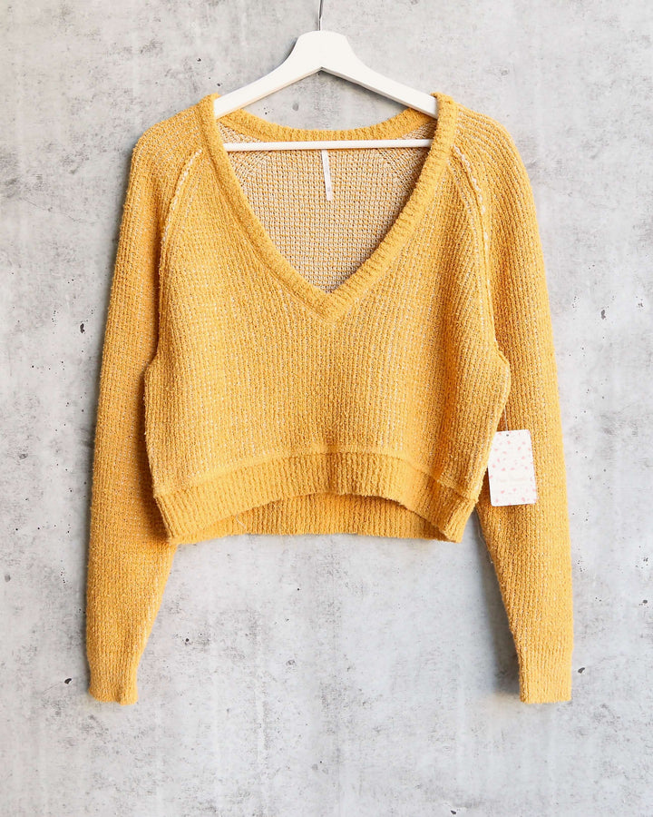 Free People - High Low V Textured Slouchy Sweater - De Soleil