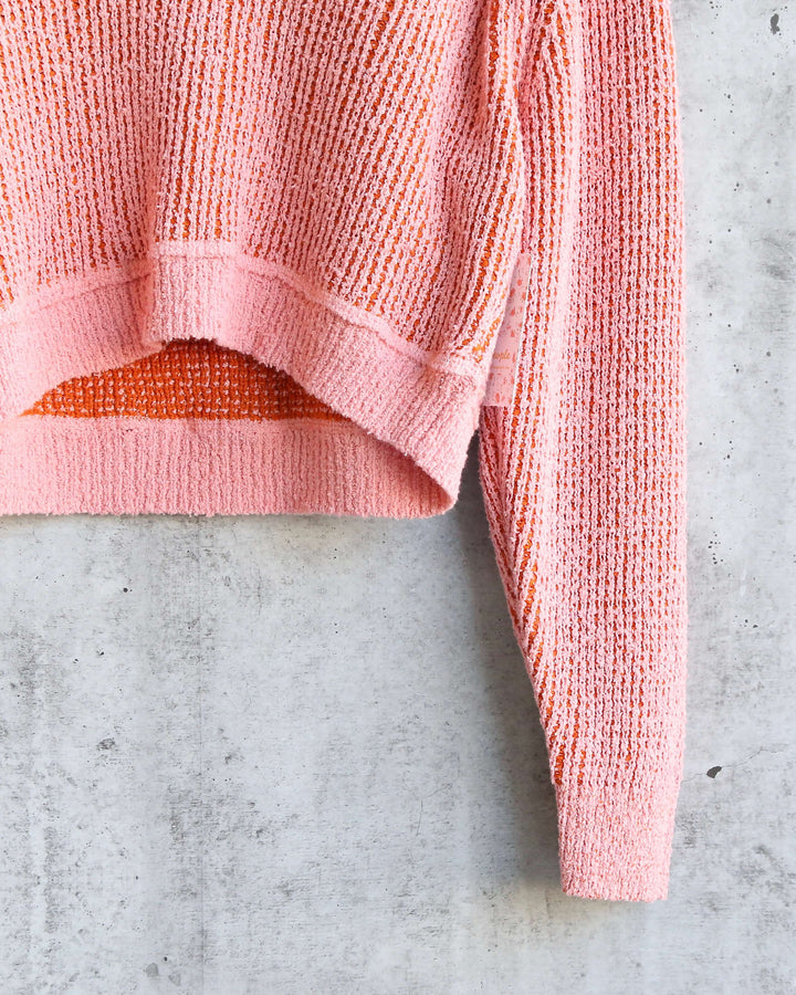 Free People - High Low V Textured Slouchy Sweater - Hot Tropics