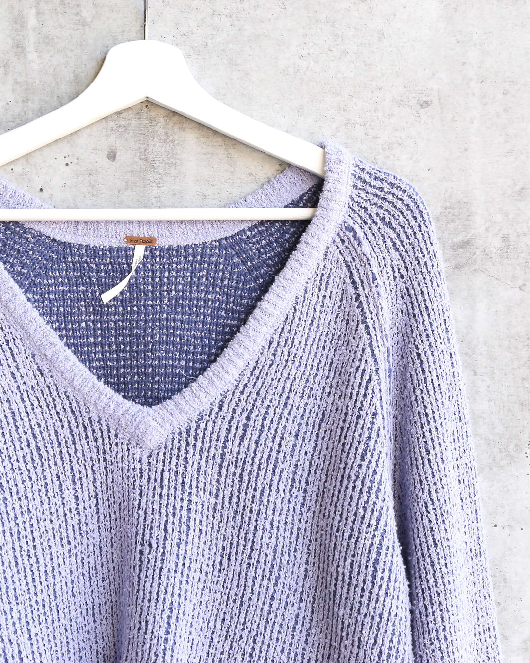 Free People - High Low V Textured Slouchy Sweater - Purple Moon