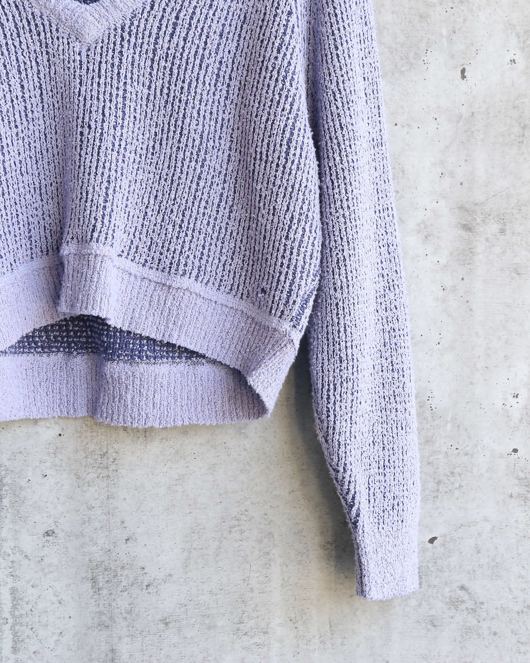 Free People - High Low V Textured Slouchy Sweater - Purple Moon