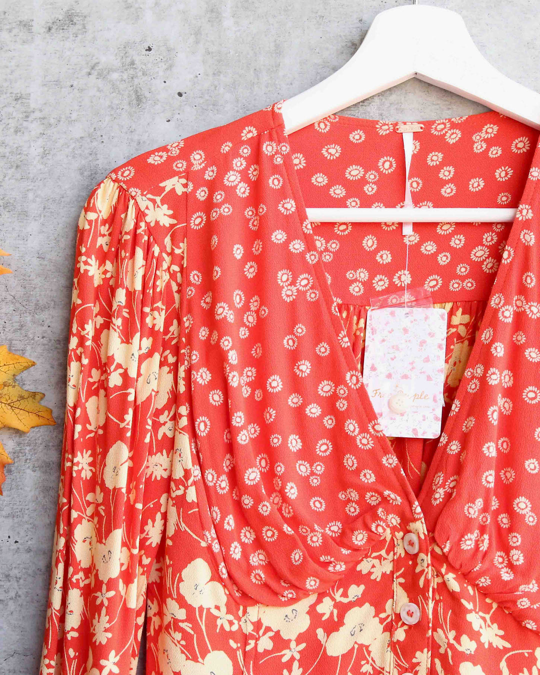 Free People - Lady Bohemian Button Front Floral Printed Blouse - Red