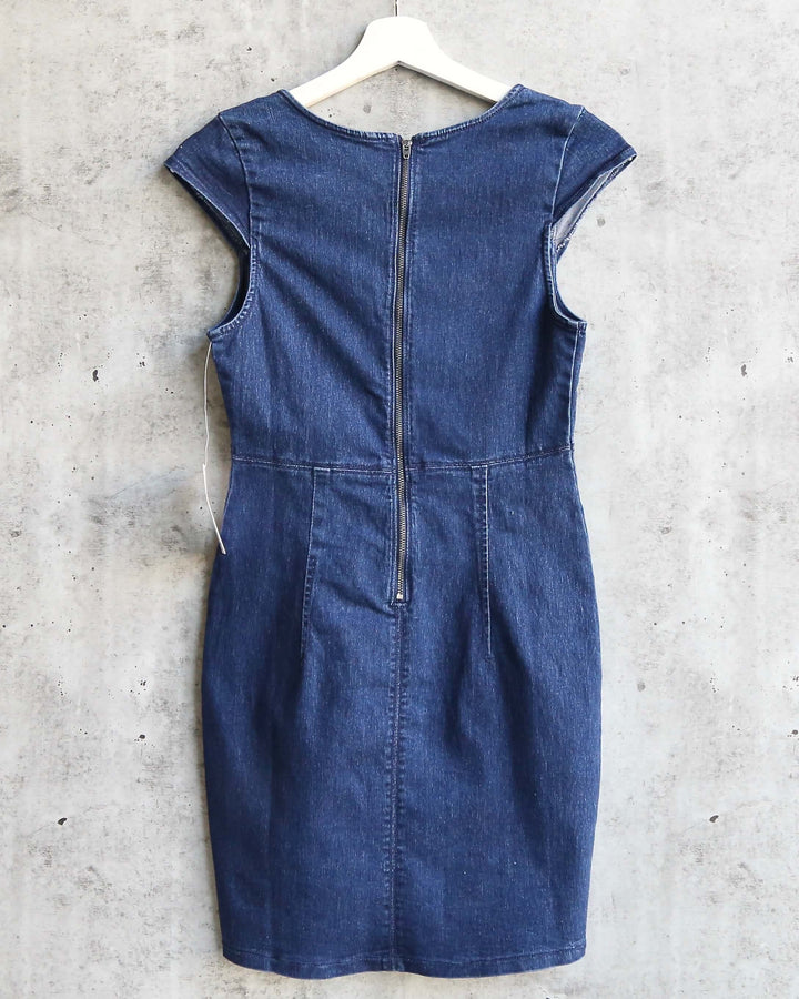 Free People - Lia Denim Bodycon Mini Dress in Blue