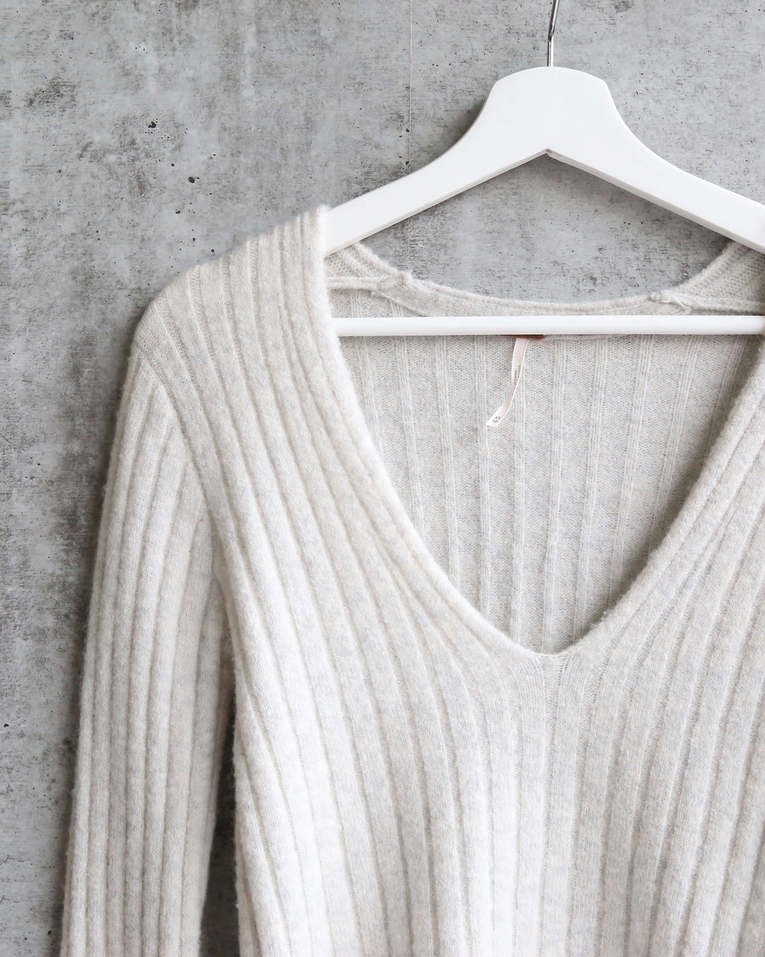 Free People - May Morning Wool Blend Ribbed Striped Flutted Bell Sleeve Sweater - Neutral
