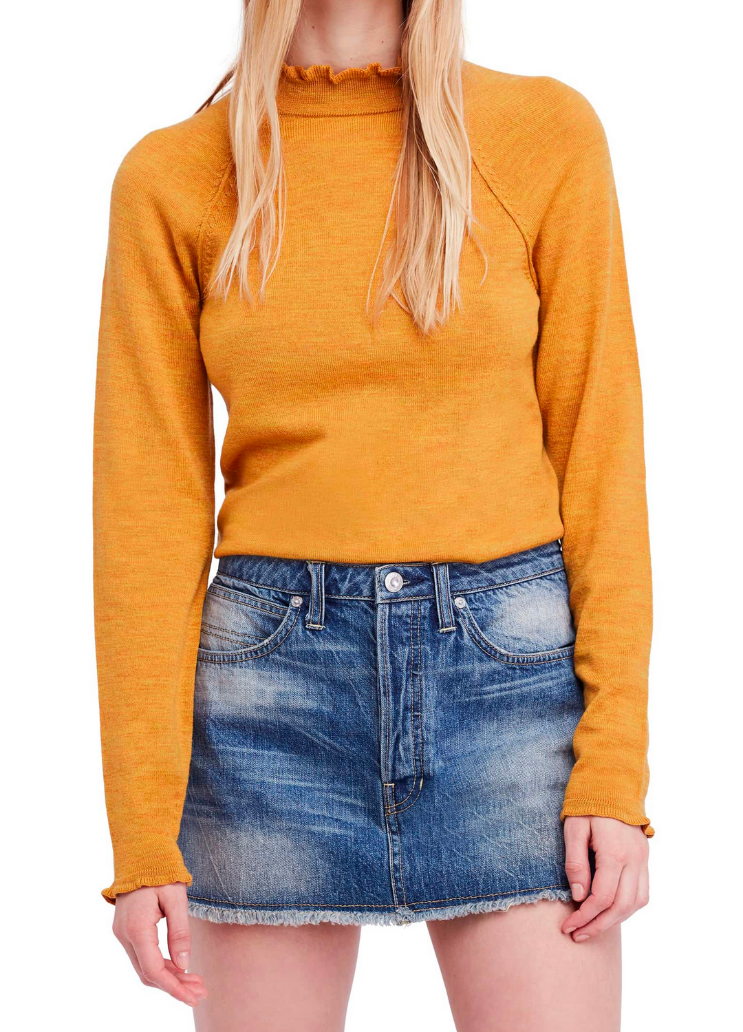 Free People - Needle & Thread High-neck merino-wool Pullover Sweater - Mustard
