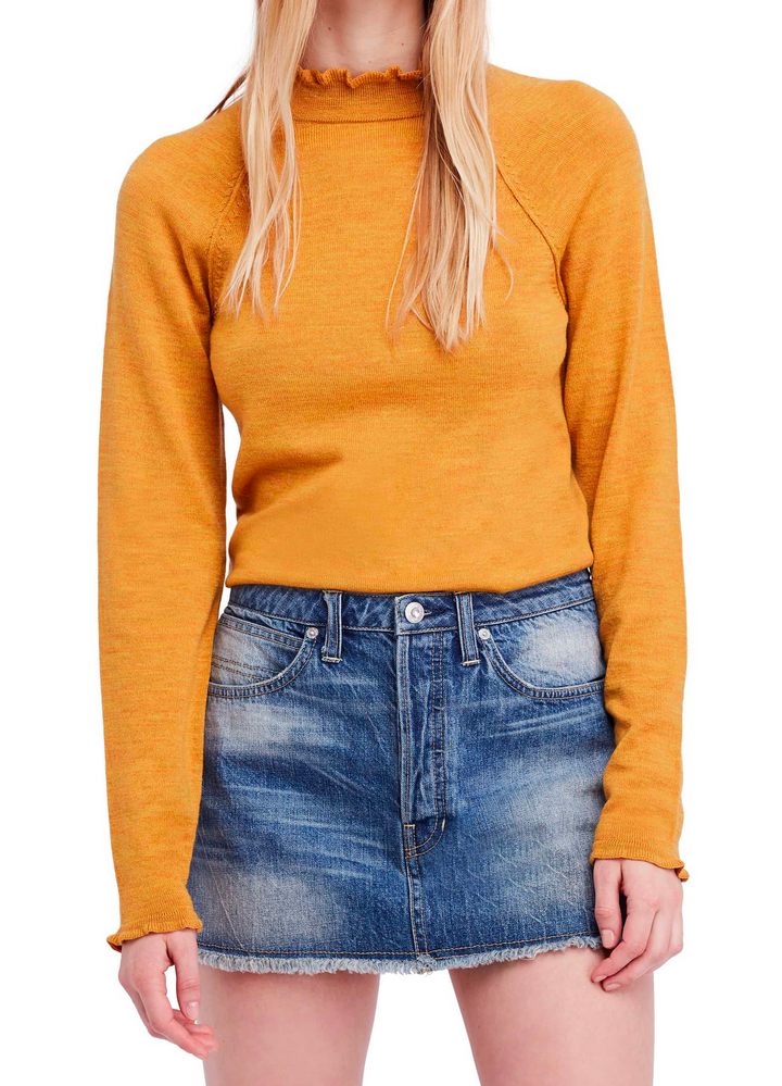 Free People - Needle & Thread High-neck merino-wool Pullover Sweater - Mustard