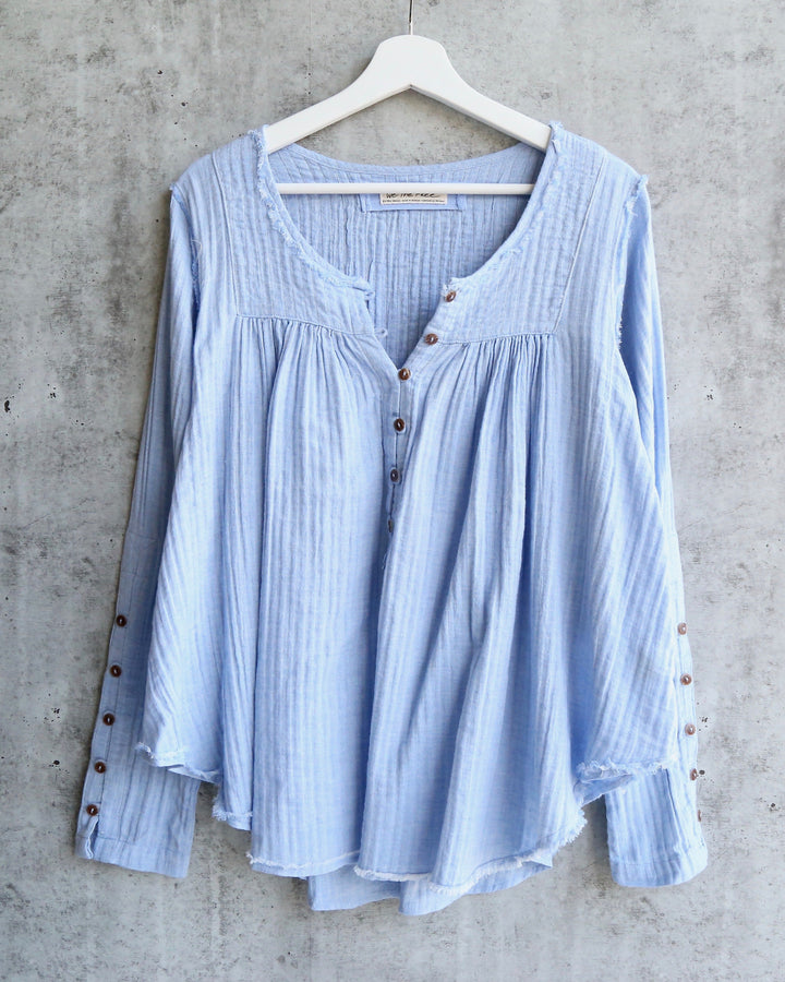Free People - Sand Dune Linen Henley - Blue