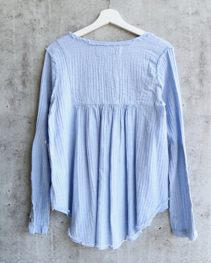 Free People - Sand Dune Linen Henley - Blue