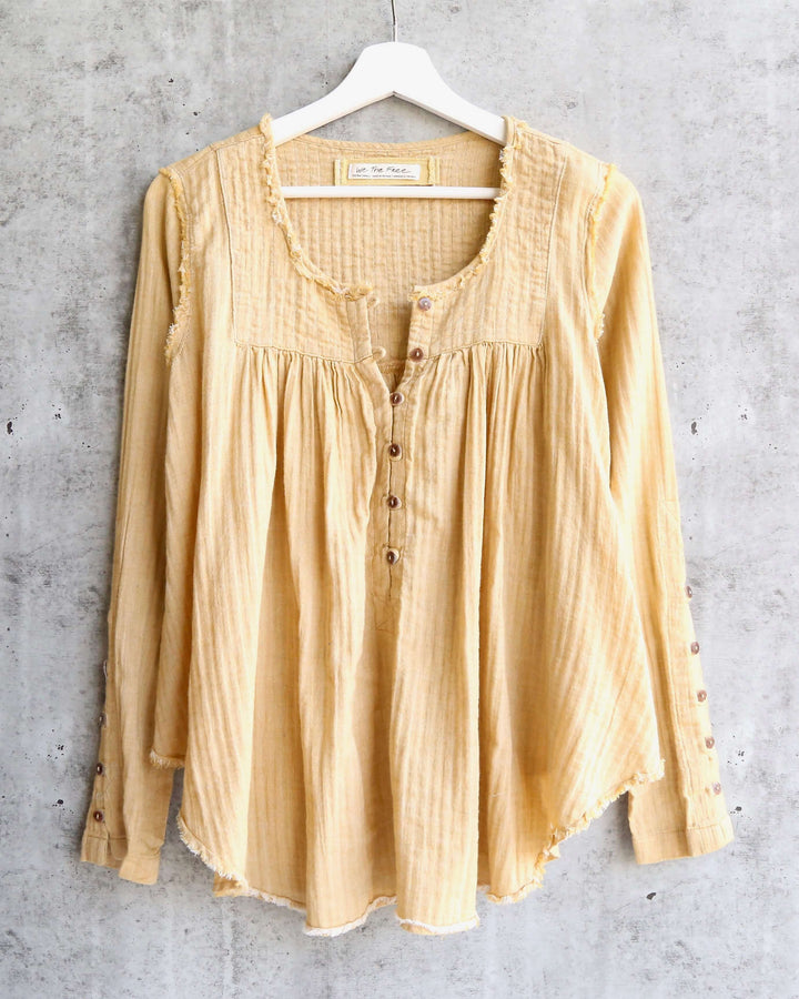Free People - Sand Dune Linen Henley - Sand