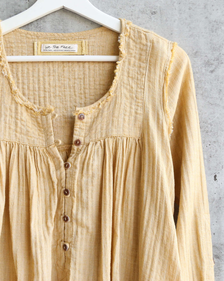 Free People - Sand Dune Linen Henley - Sand
